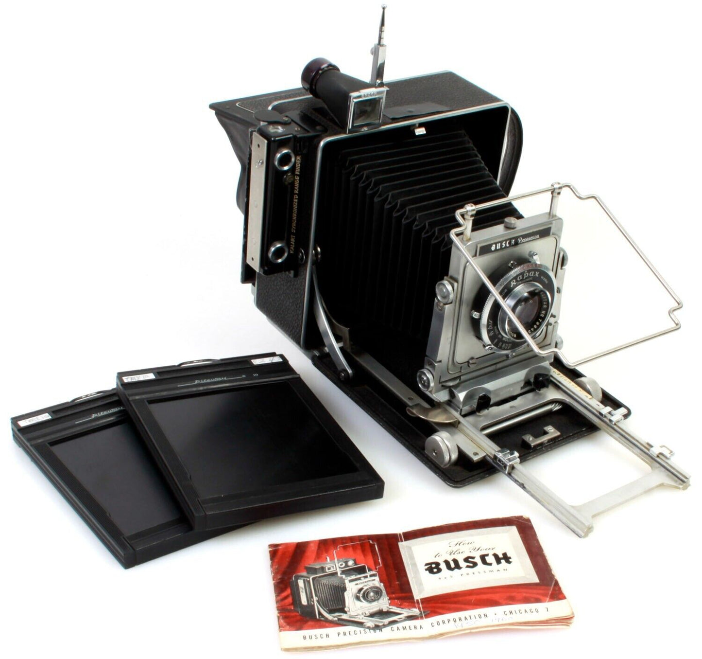 Busch Pressman 4x5 Folding Camera w/135mm f/4.7 Lens & 2 Backs