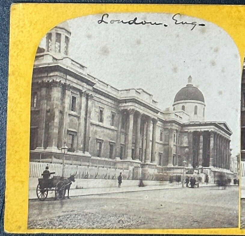 Vintage Stereoview Card: National Portrait Gallery in Trafalgar Square London