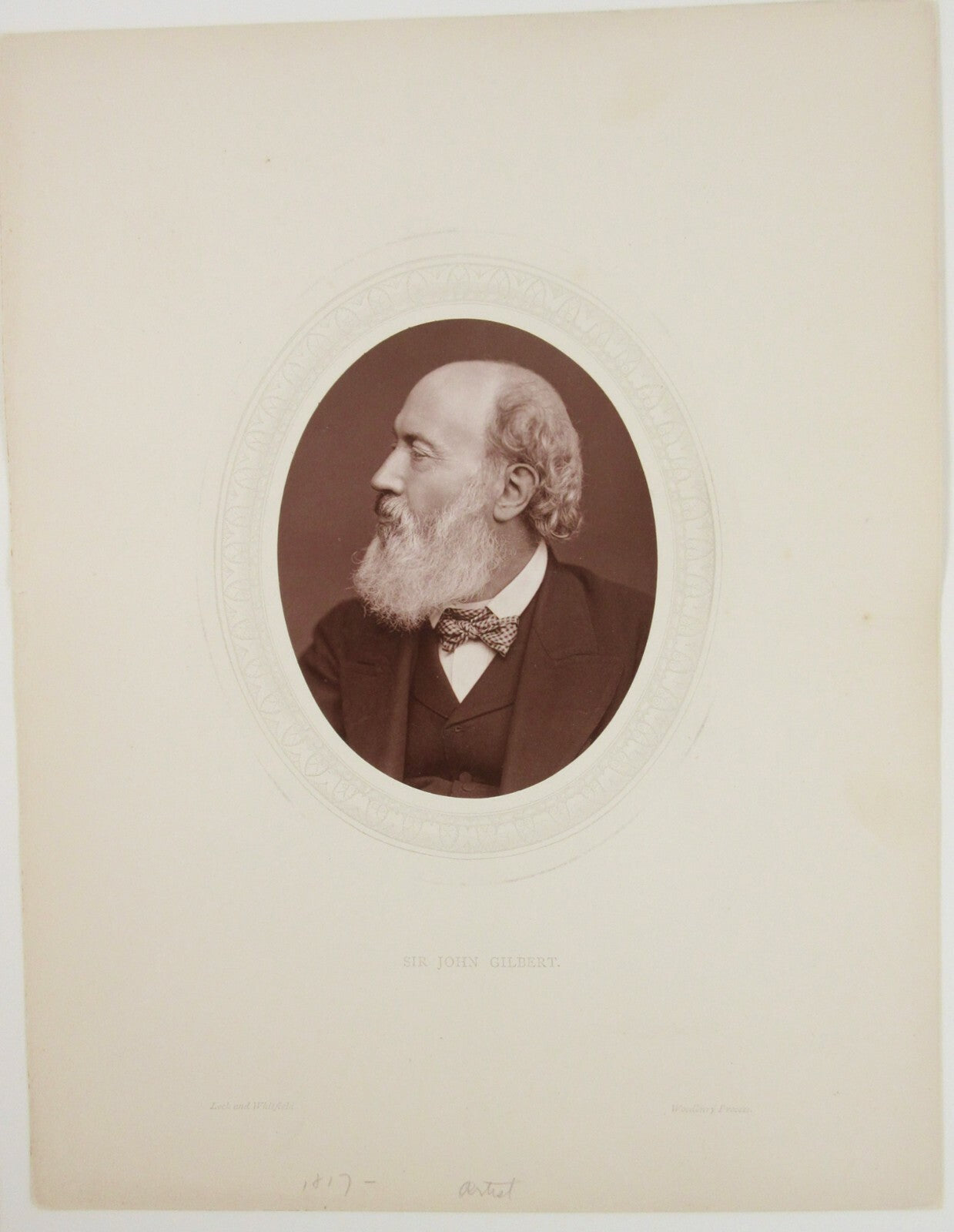 SIR JOHN GILBERT, 4.5X3.5 OVAL WOODBURYTYPE ON 11.25X8.5 INCH PAGE IN 11X14 MAT.