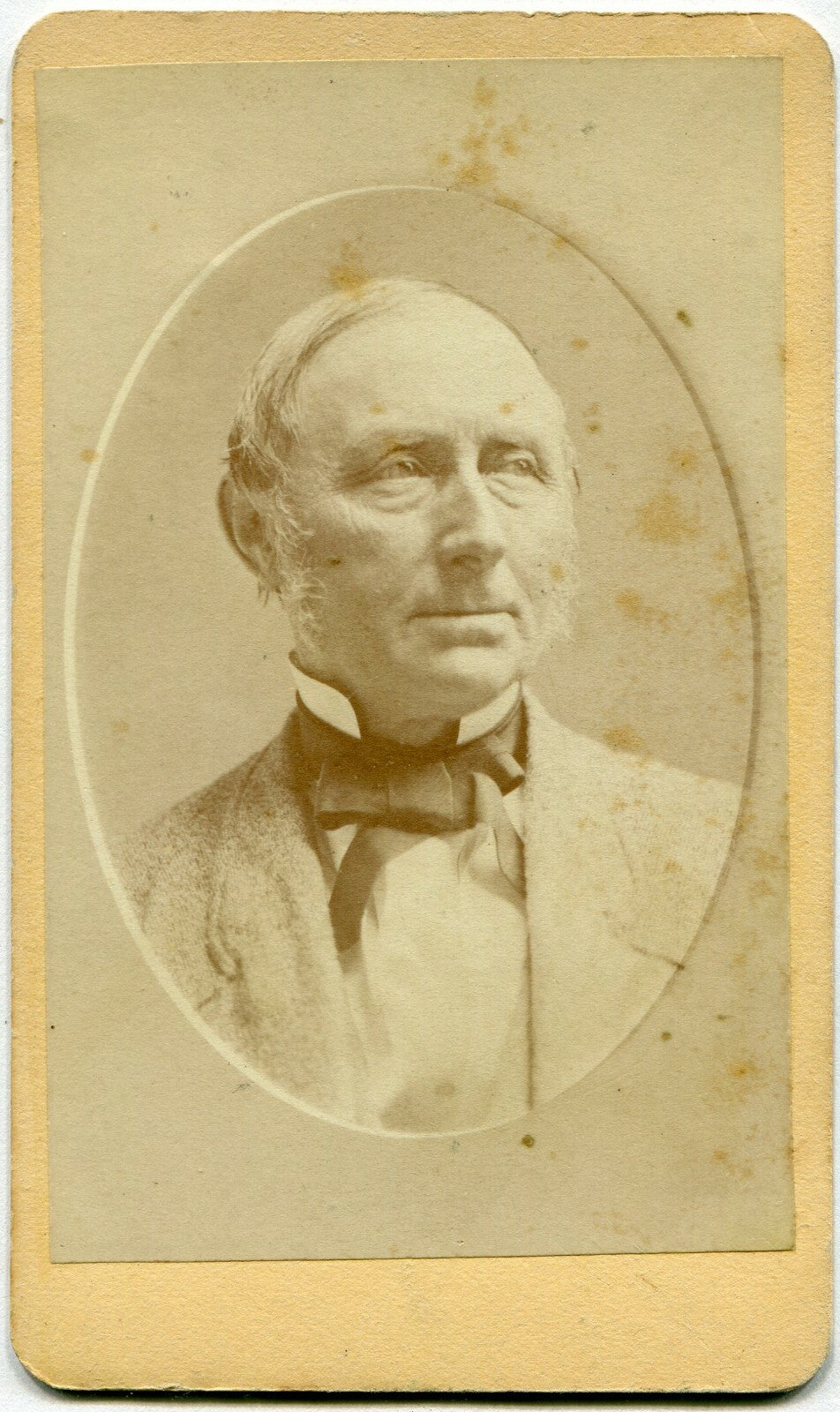 Vintage CDV Photo Man with Bags Under Eyes Big Bow Tie Salem MA