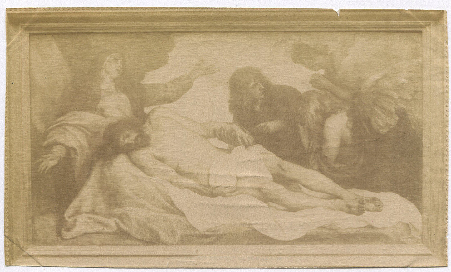 Vintage unmounted albumen photograph 4 x 7.5 in Christ in Death -- devotional