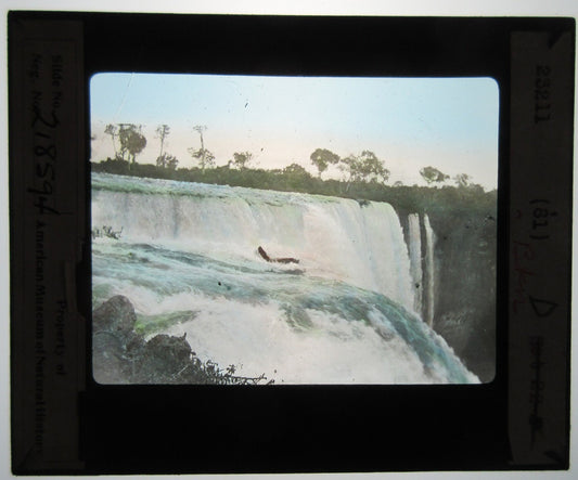 UTIARITY FALLS, COLOMBIA, S.A. TINTED LANTERN SLIDE.