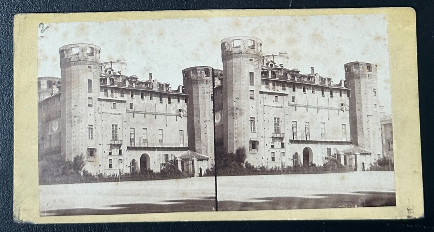 Vintage Stereoview Giacomo Brogi,  1875. Palazzo Madama in Turin Italy  3.5x7in