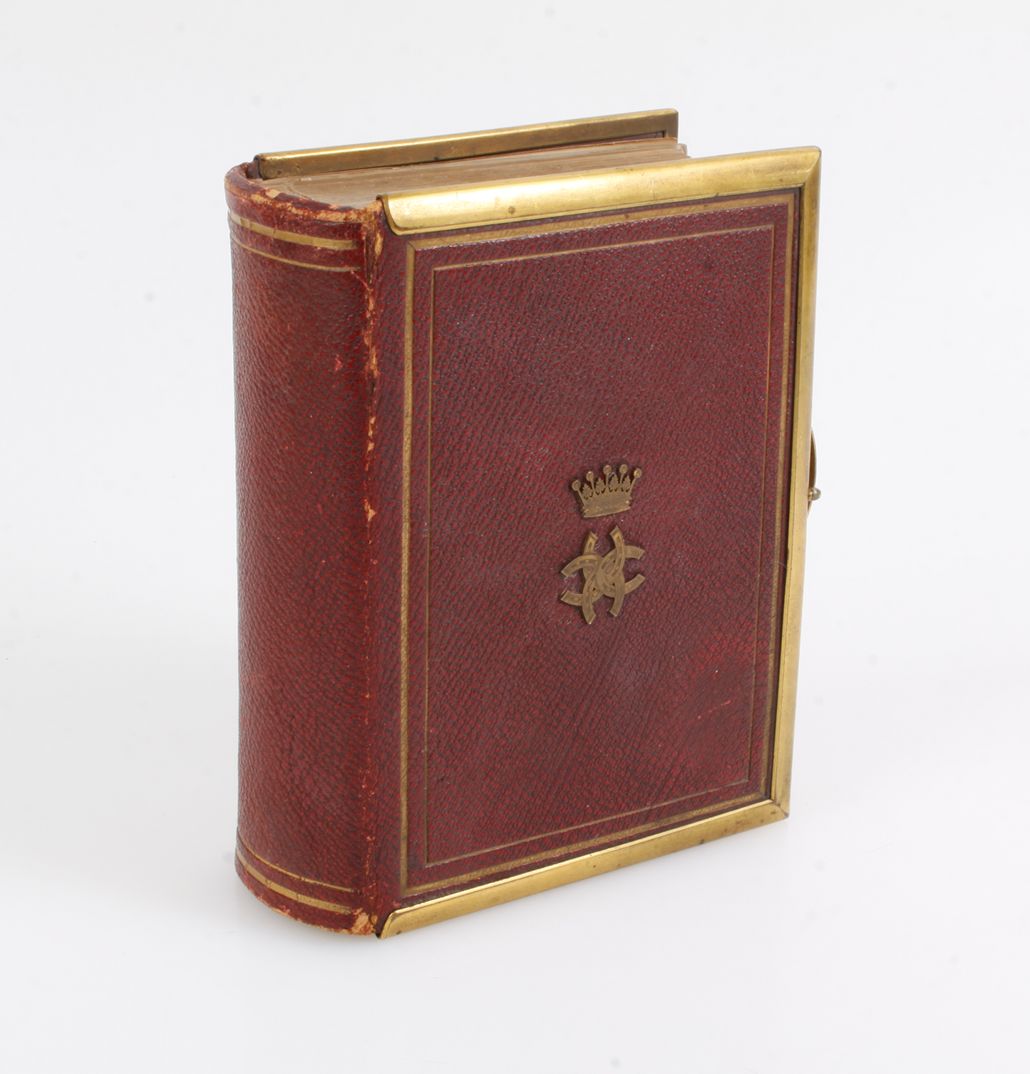 19th Century CDV Photo Album Leather and Brass, All Pages Good, Some Inscribed