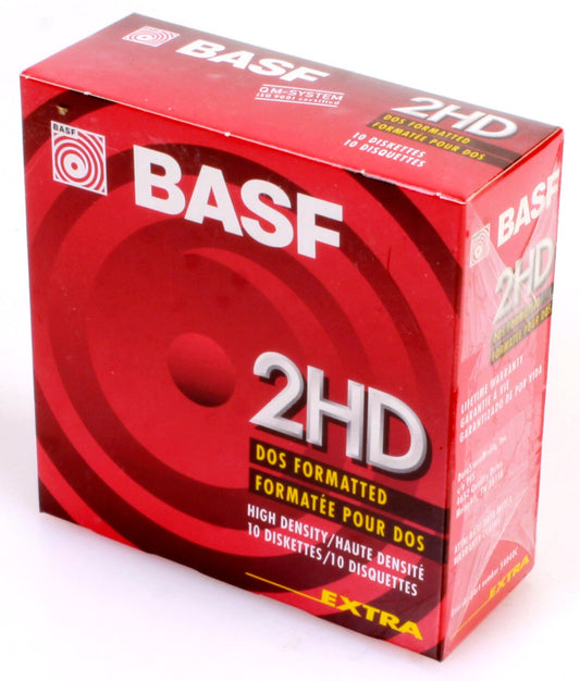BASF 2HD DOS Formatted Floppy Diskettes 3 1/2 inch 10 Pack