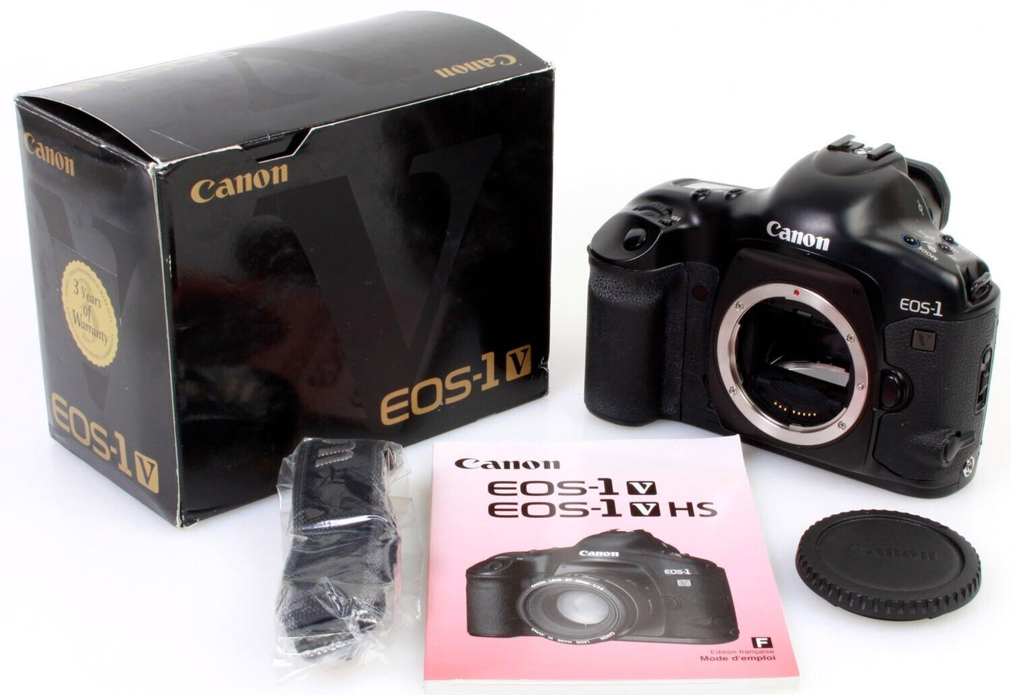 Canon EOS-1 V 35mm SLR Camera Body w/ EP-EX15 Eyepiece, Box & Literature