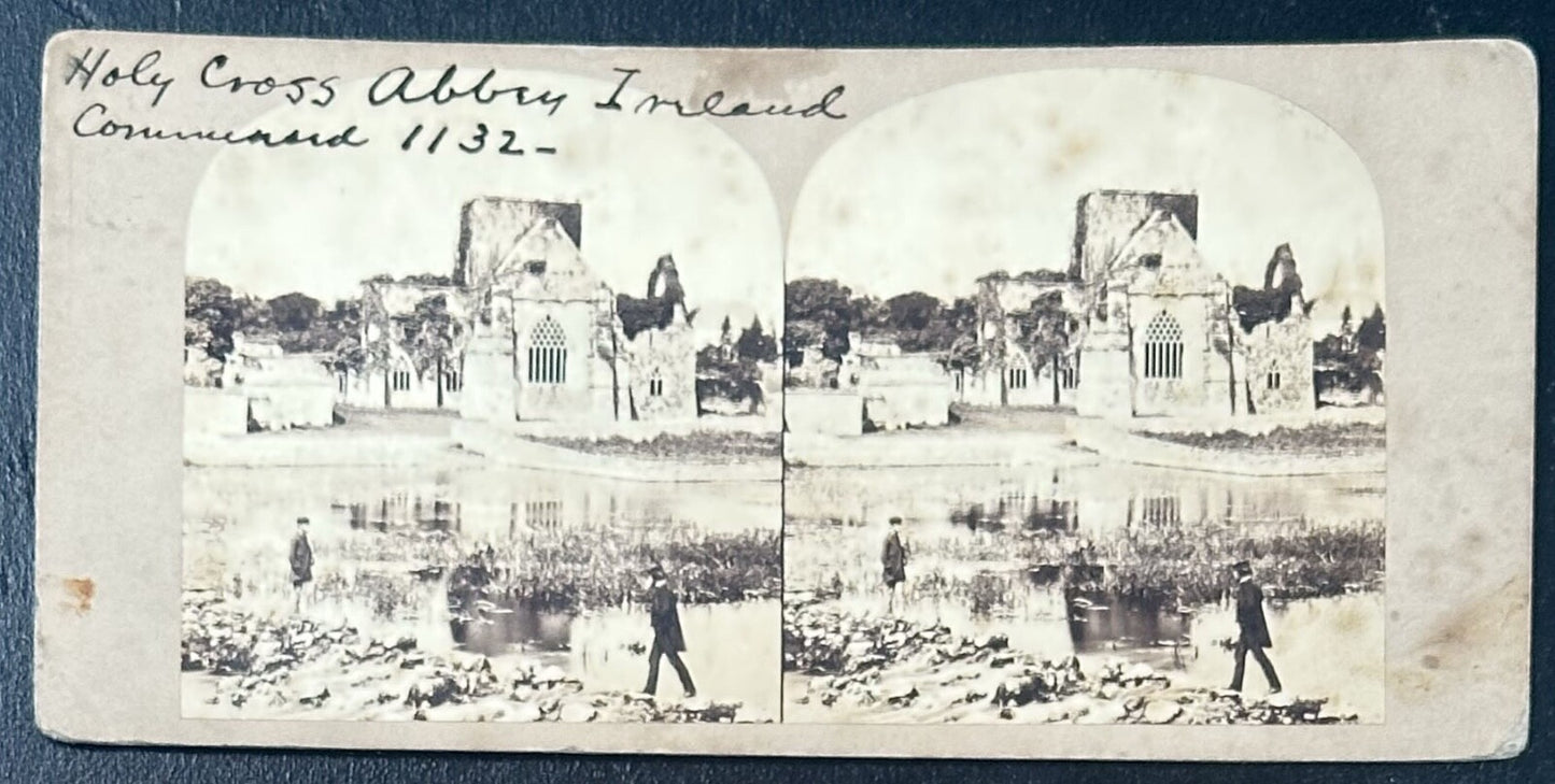 Vintage Stereoview Card: ���Holy Cross Abbey, Ireland ���