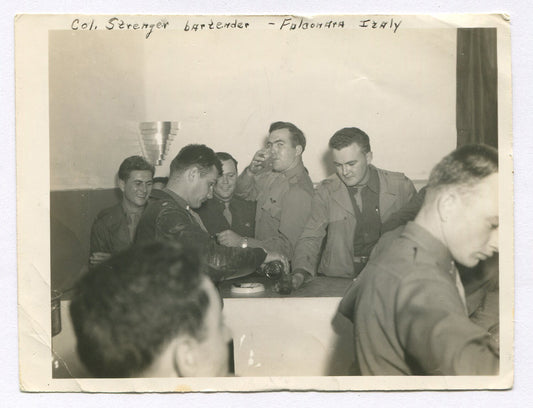 WWII U.S. MILITARY MEMBERS RELAXING. FALCONARA, ITALY. 3.25X5 B&W.