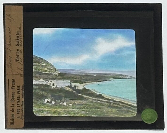 VINTAGE LANTERN SLIDE: Holy Land "Terre Sainte"  3.25X4IN  HAND TINTED