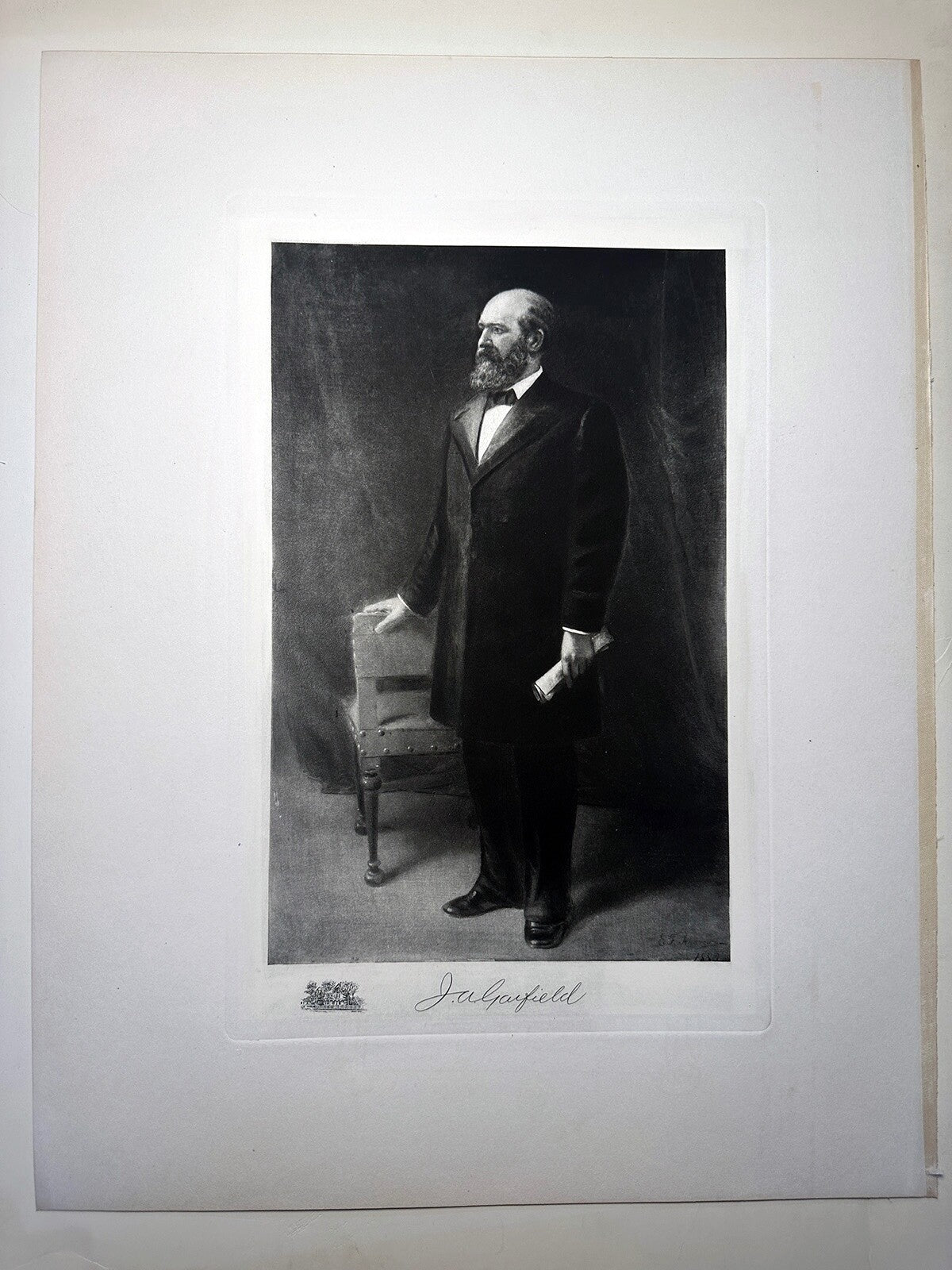 Vintage James A. Garfield Photogravure - White House Gallery 3-Page Set 10x12 Print on 16x20 Dedication by Charles Dick