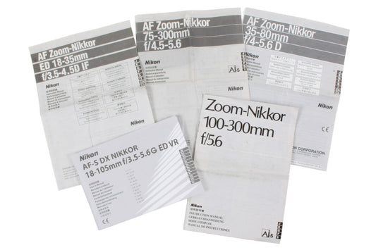 Nikon Lens Manuals - Lot of 5