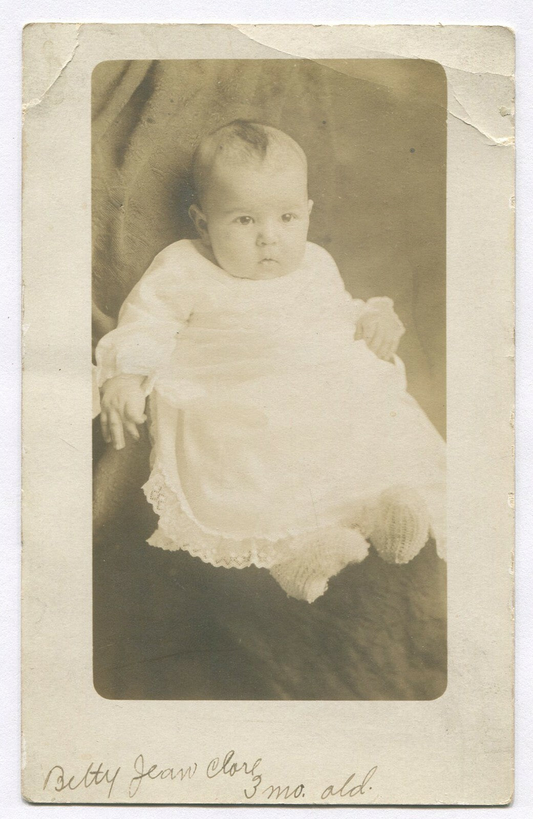 BABY, THINKING ABOUT ASKING FOR A PONY. PHOTO POSTCARD.