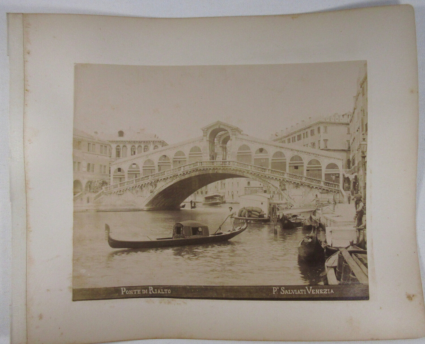 Vintage Venice Photo - Bridge of Sighs & Rialto, 8x10 Albumen Print on 11x13.5 Page, Two-Sided Wall Art
