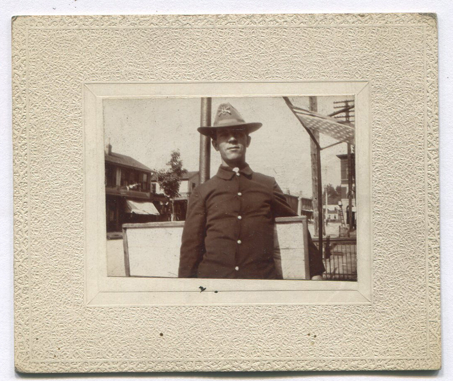 U.S. SOLDIER, 1900-10s. 3X3.24 B&W. BLACK AND WHITE SILVER PRINT.