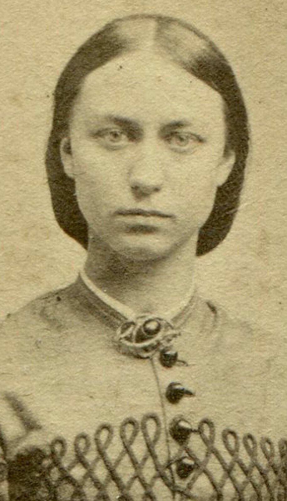WOMAN, DIRECT STARE, SEATED W/BOOK ON TABLE. CDV. ST. JOHN, NEW BRUNSWICK, CA.