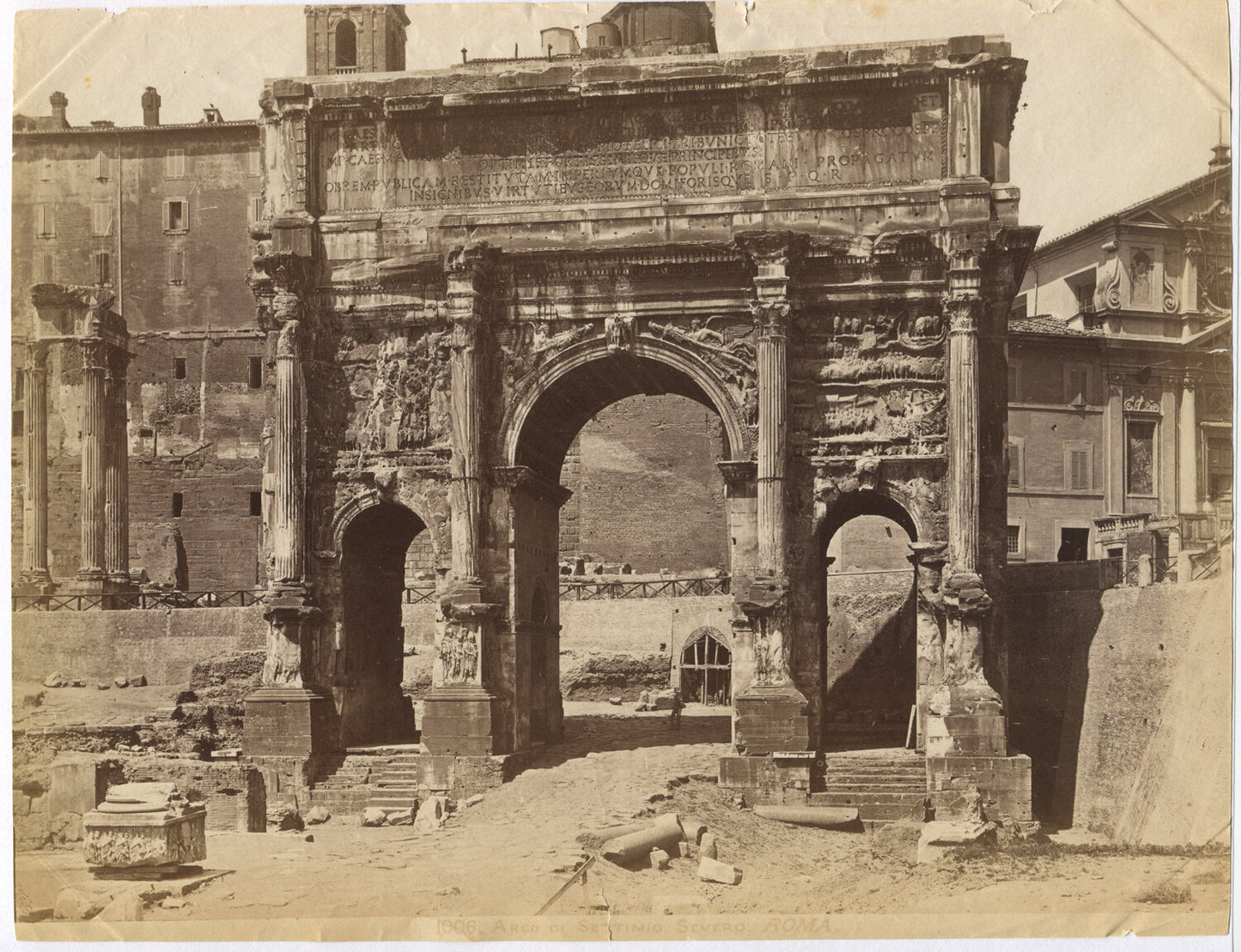 Vintage 8x10 Albumen Photograph: Arch of Septimius Severus, Rome - unmounted,