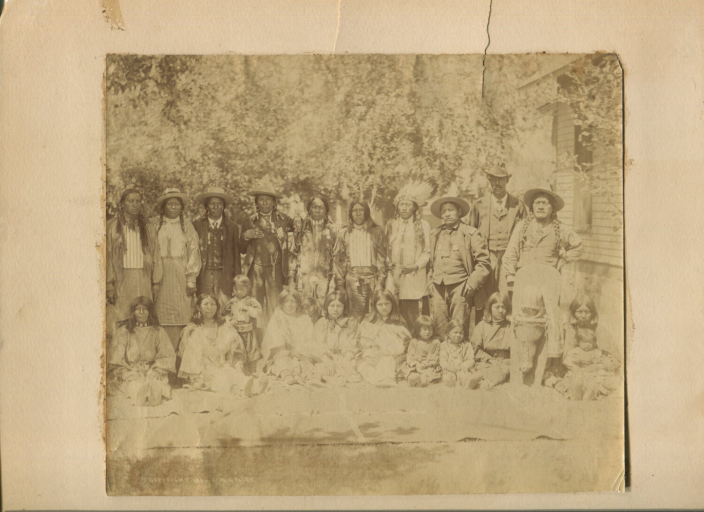 Native Americans ALBUMEN PHOTO. 7.25X9.35 MOUNTED ON 10X12 BOARD.