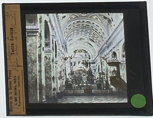 VINTAGE LANTERN SLIDE "Terre Sainte"  3.25X4IN