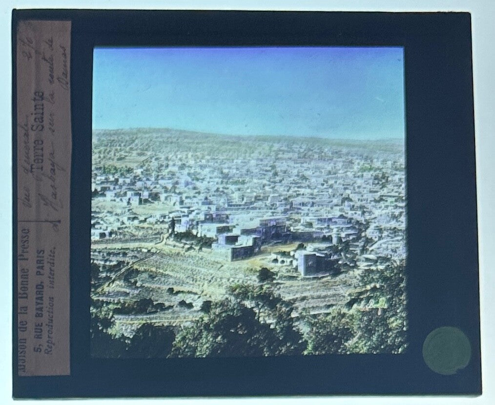 VINTAGE LANTERN SLIDE "Terre Sainte" 3.25X4IN