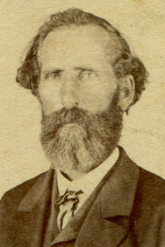 LONG FACED, BEARDED MAN. GREAT MAKER MARK BACK OF PHOTO ALBUM. CDV. BLUFFTON,IND