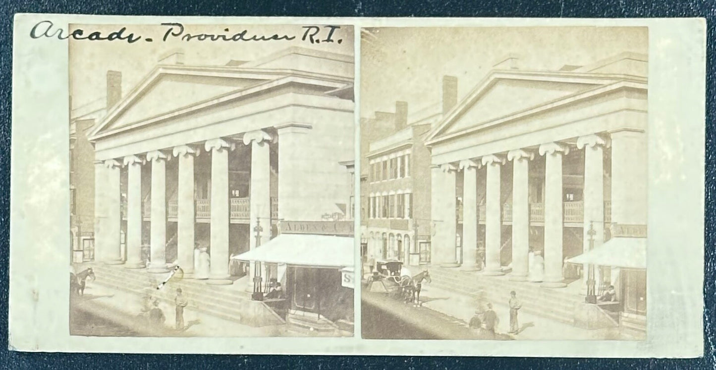 Vintage Stereoview Card Arcade Providence RI - 3.5x7 Double-Image Stereo Photo for Wall Art