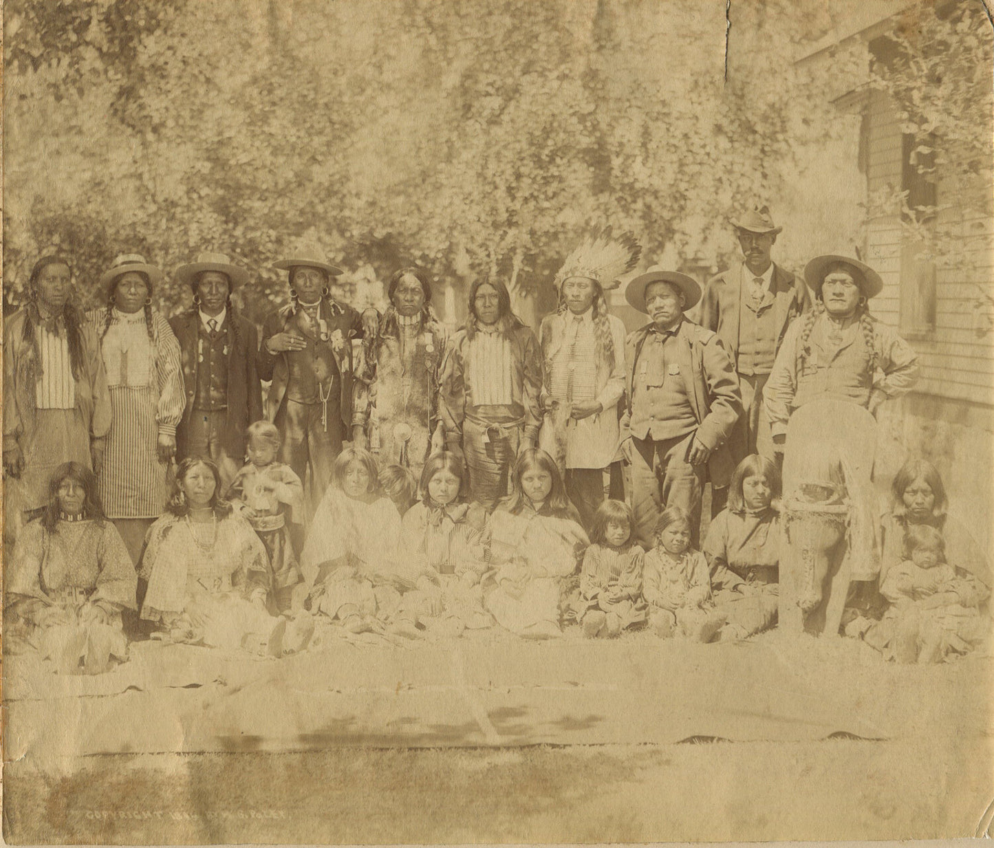 Native Americans ALBUMEN PHOTO. 7.25X9.35 MOUNTED ON 10X12 BOARD.
