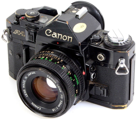 Canon A-1 35mm Film Camera with 50mm f/1.8 FD Lens