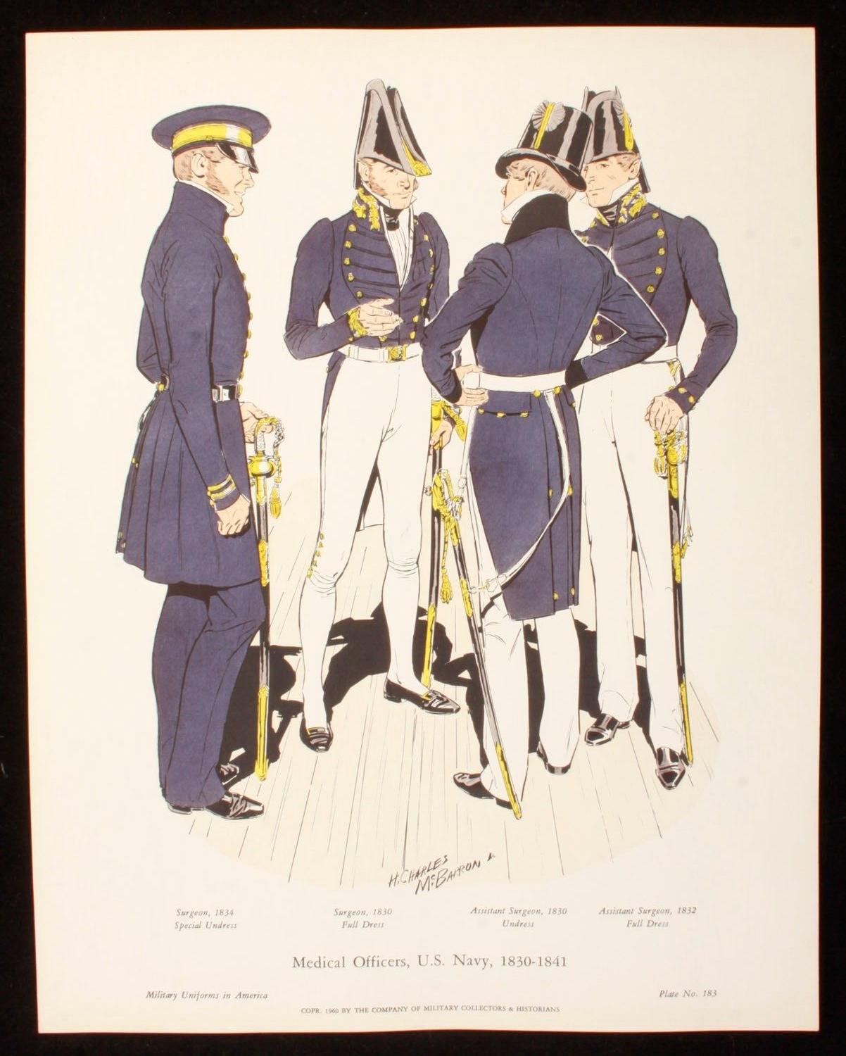 Medical Officers US Navy 1830-1841 Illustration 11x14