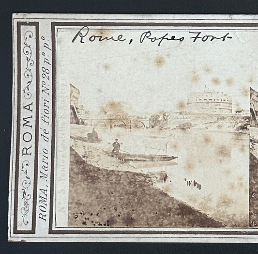 Vintage StereoView Card: ���Bridge of Castello, Rome Italy ��� 3.5x7in