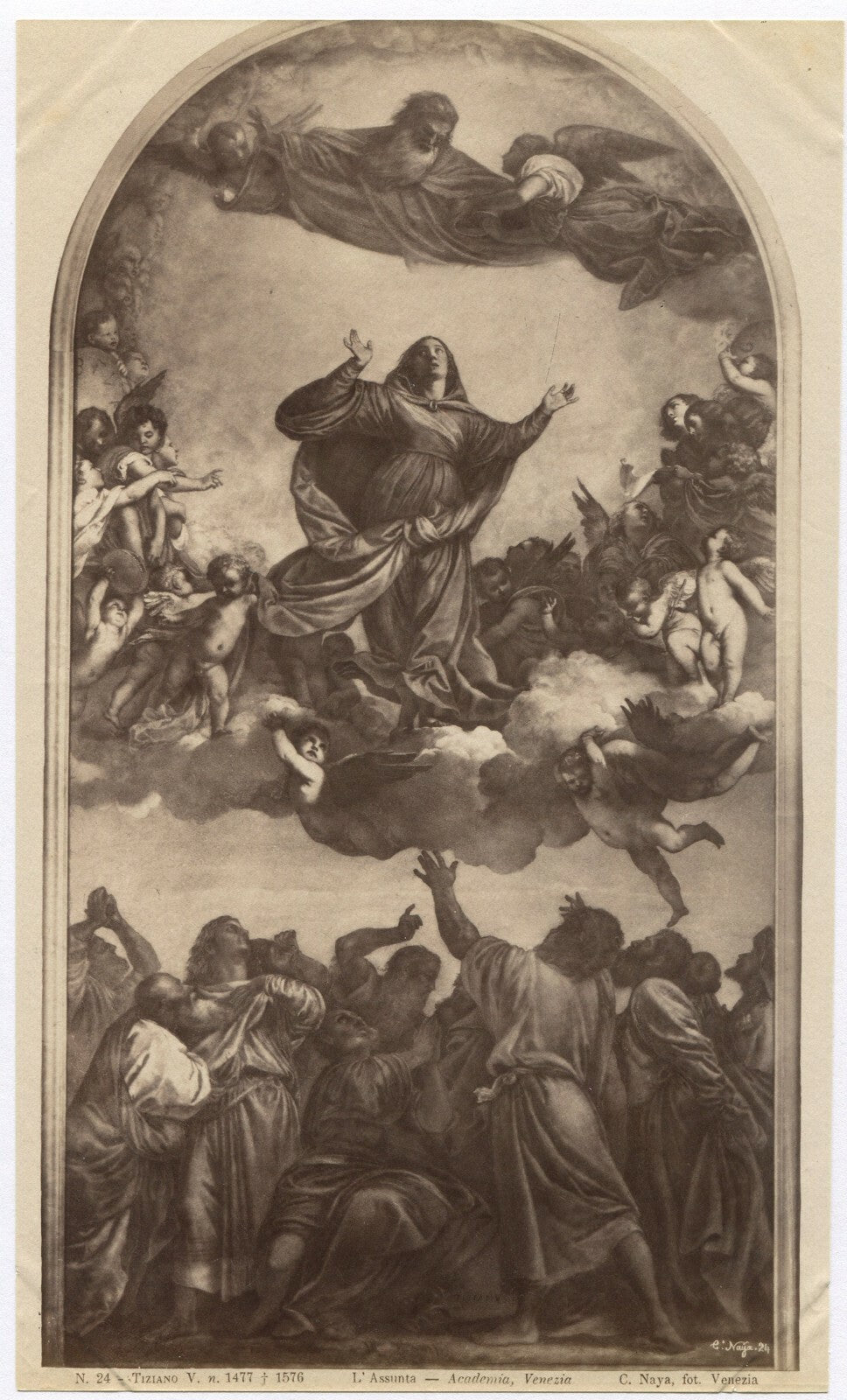 TITIAN'S THE ASSUNTA. PHOTO OF PAINTING. UNMOUNTED ALBUMEN.