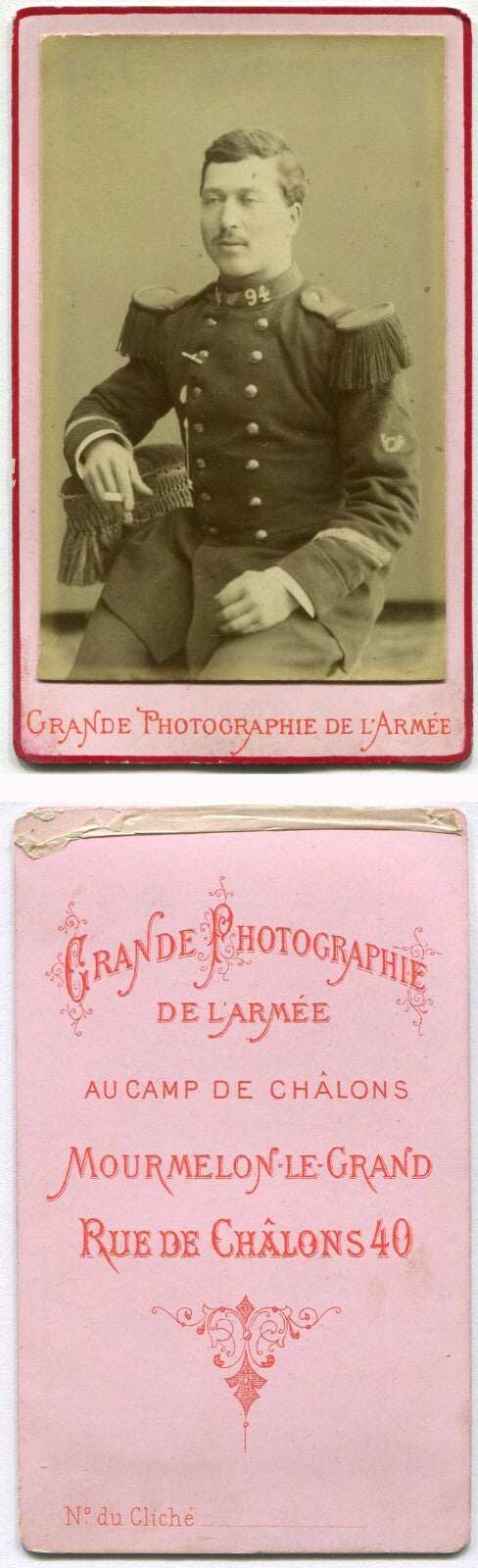 FRENCH MAN IN UNIFORM W/CIGAR. CDV. FRANCE.