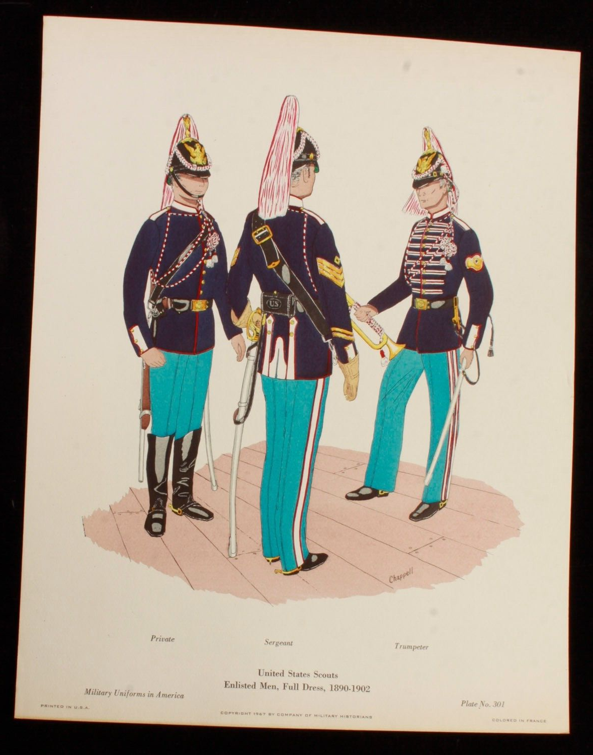 United States Scouts Enlisted Men Full Dress 1890-1902 Illustration 11x14