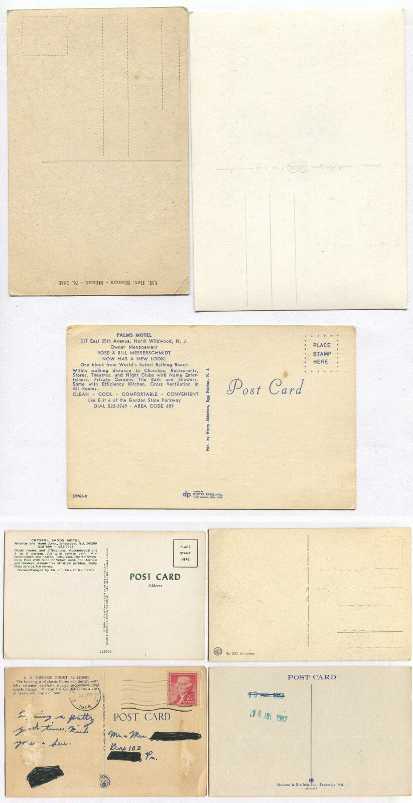 AMERICA/GENEVA POSTCARDS. 7 SET. POSTCARD.