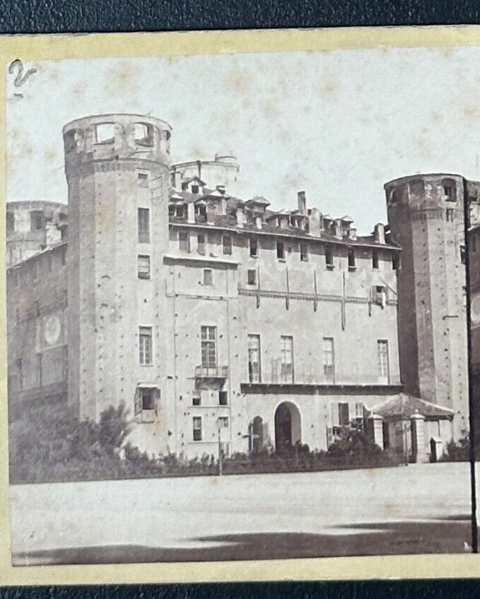 Vintage Stereoview Giacomo Brogi,  1875. Palazzo Madama in Turin Italy  3.5x7in