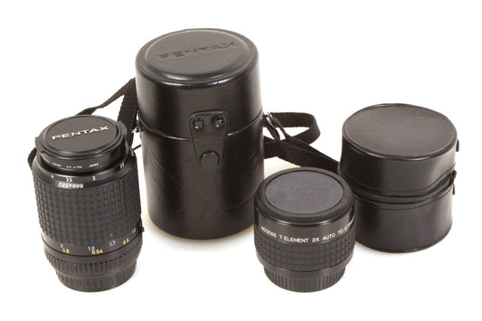 SMC Pentax-A Macro 100mm f/4 f4.0 MF Prime Lens w Original Case & 2x Extender