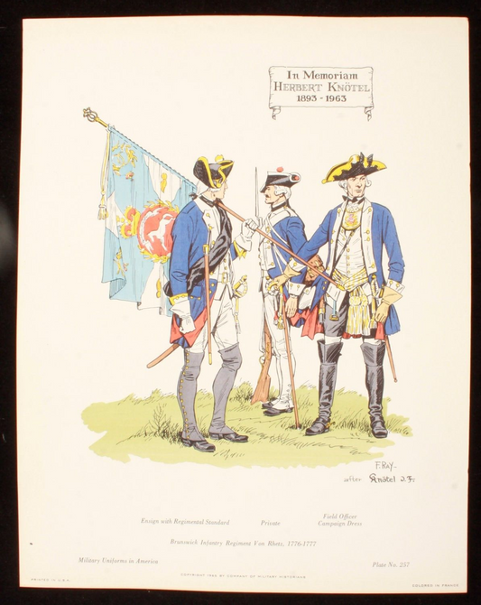 Brunswick Infantry Regiment Von Rhetz 1776-1777 Illustration 11x14