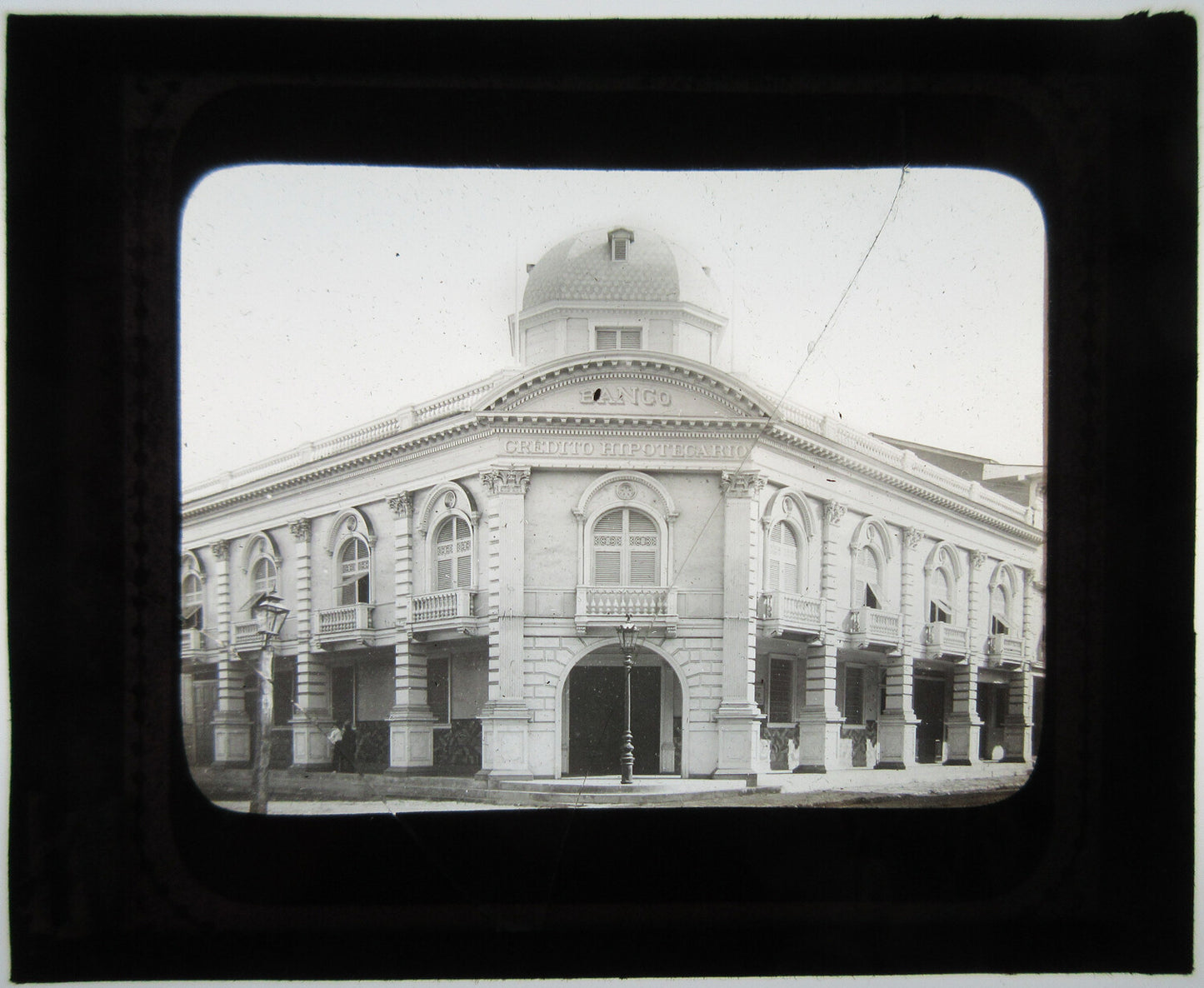 ARCHITECTURE. BANK BUILDING. GUAYAQUIL, ECUADOR. PHOTO ON GLASS.