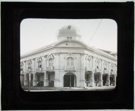ARCHITECTURE. BANK BUILDING. GUAYAQUIL, ECUADOR. PHOTO ON GLASS.