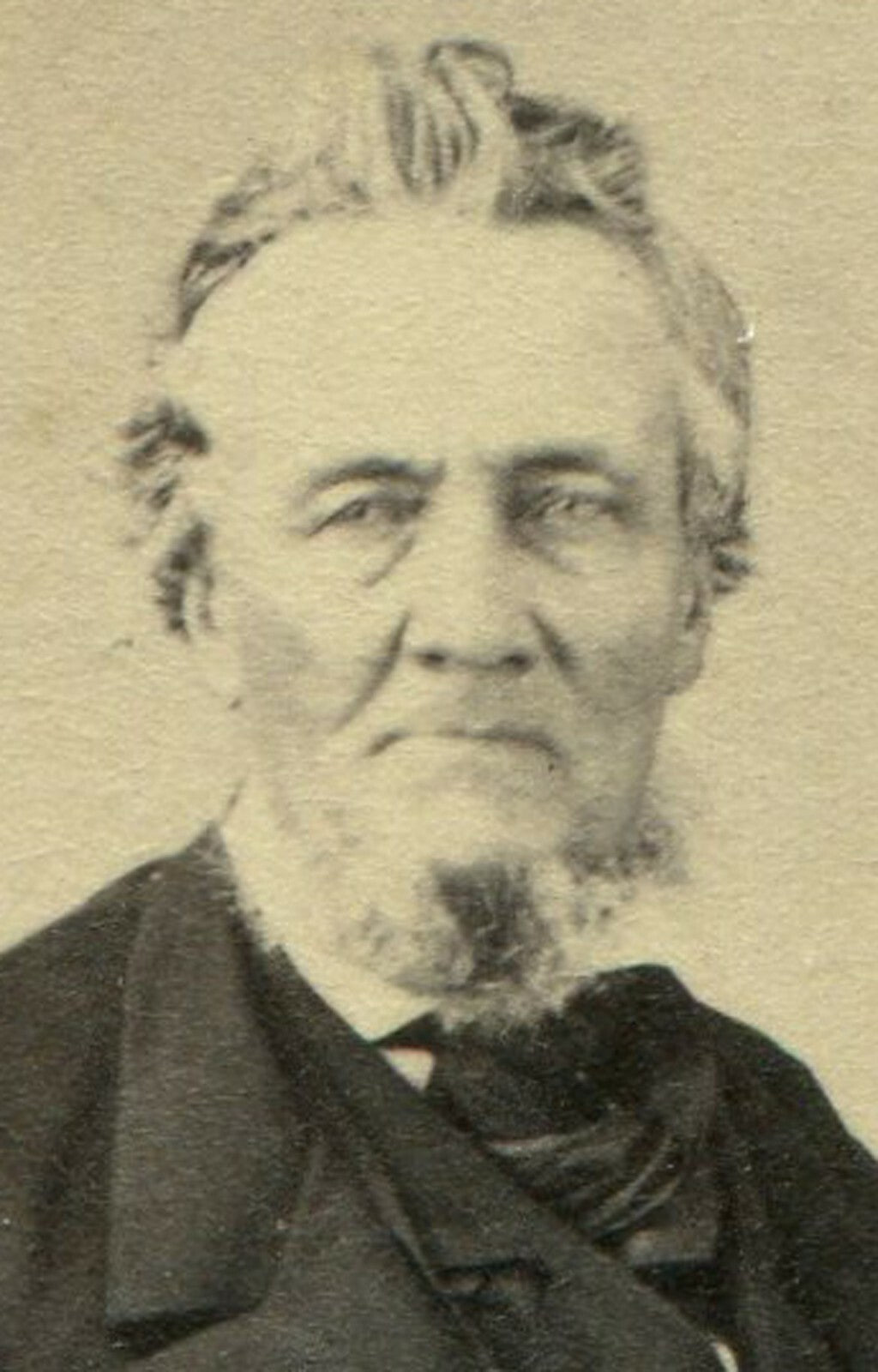 TIRED LOOKING OLD MAN W/BEARD, LONG COAT. CDV.LANCASTER, OHIO.