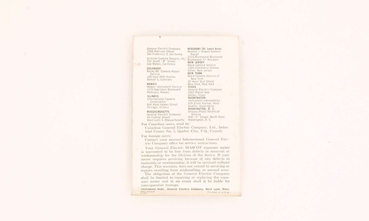 Art Deco Light Meter In Box With Manual PROP/DISPLAY ONLY