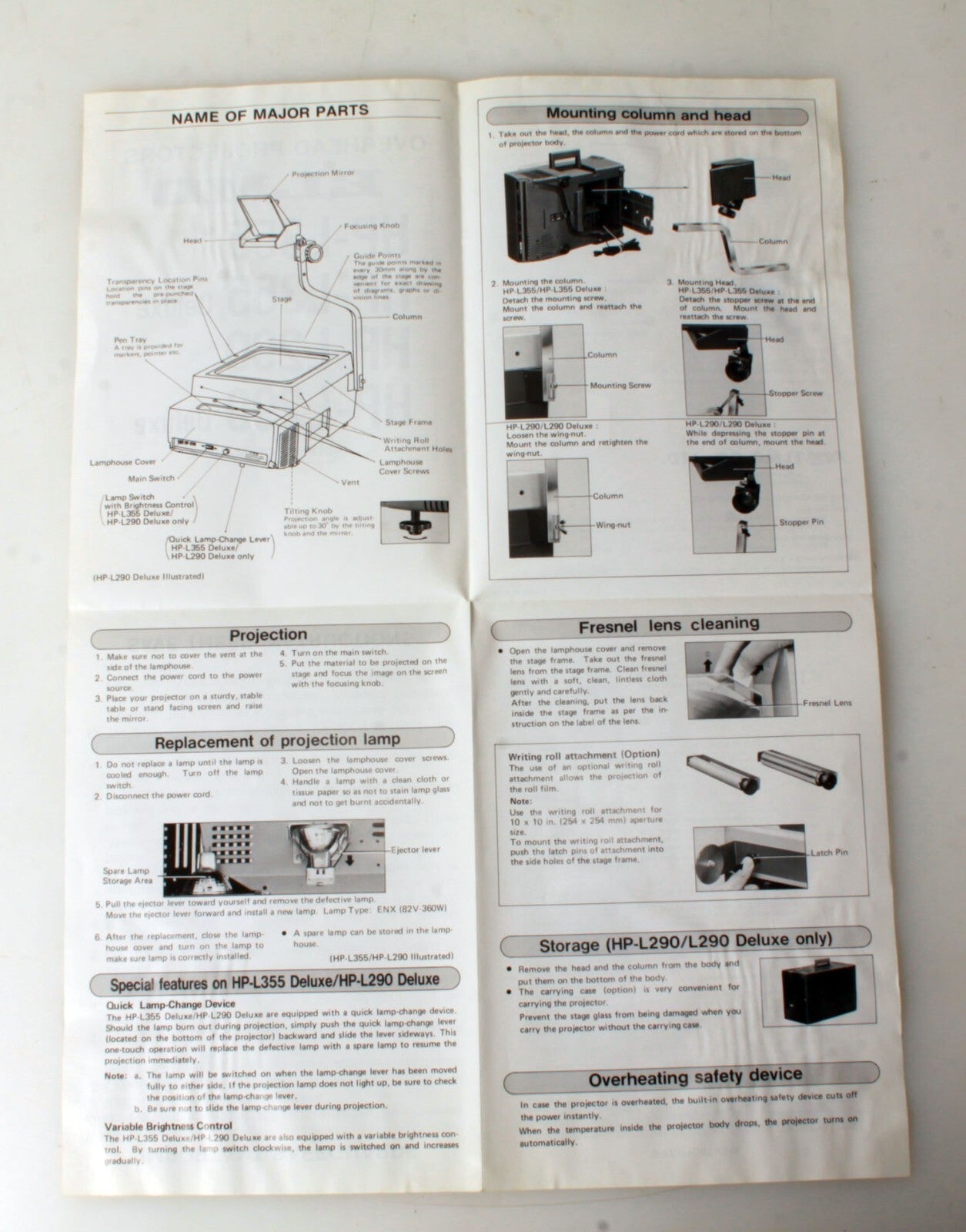 Manual for ELMO Projector HP-L355/Deluxe & HP-L290/Deluxe