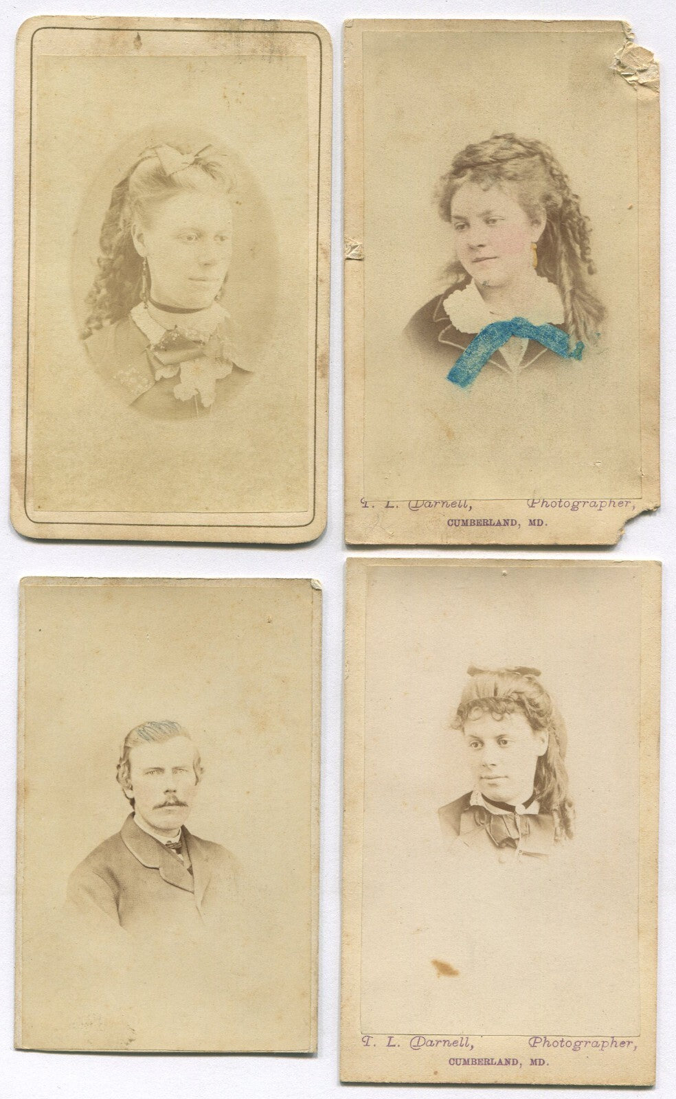 CDV 4 SET. WOMEN, MAN. CUMBERLAND, MARYLAND.