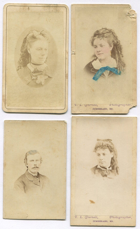 CDV 4 SET. WOMEN, MAN. CUMBERLAND, MARYLAND.