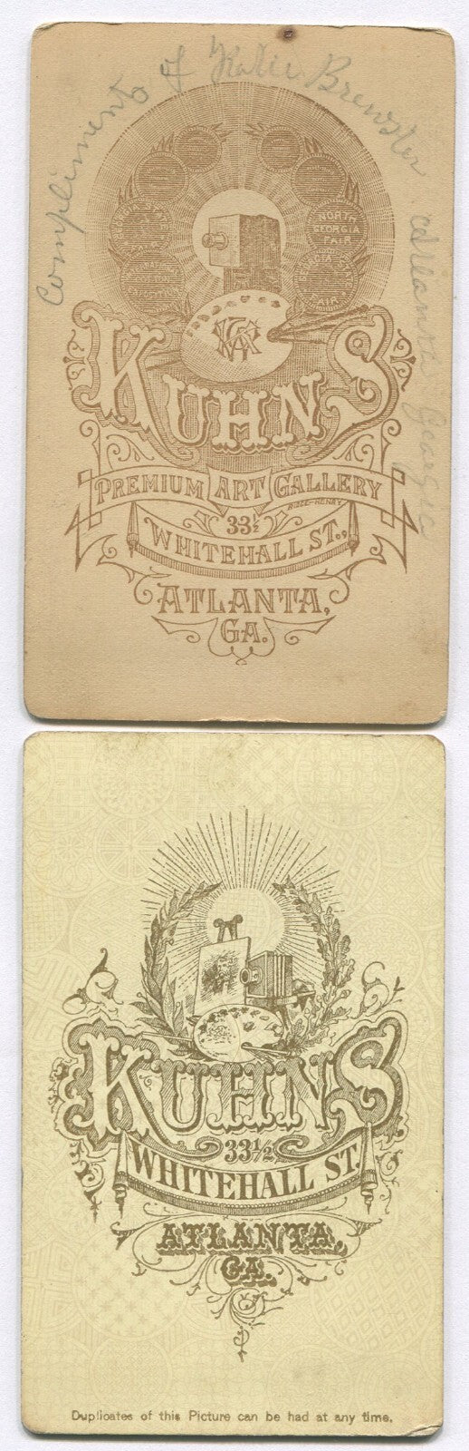 BEAUTIFUL WOMAN W/CURLY HAIR. GAUNT MAN W/LONG BEARD. CDV 2 SET. ATLANTA, GA.