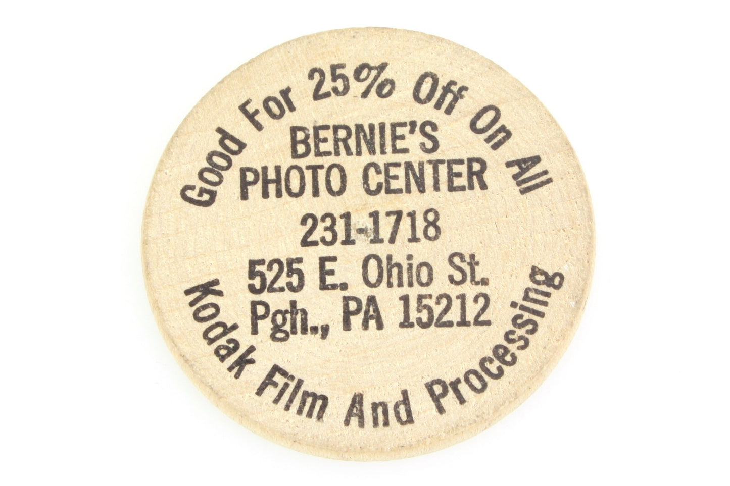 Camera Store Wooden Nickel FREE SHIPPING