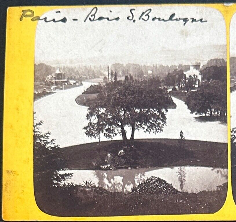 Vintage StereoView Card: ���Paris, Bois de Boulogne ��� 3.5x7in