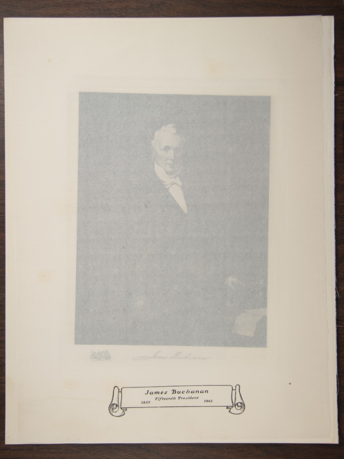 WHITE HOUSE GALLERY VINTAGE PHOTOGRAVURE OF PRESIDENT JAMES BUCHANAN