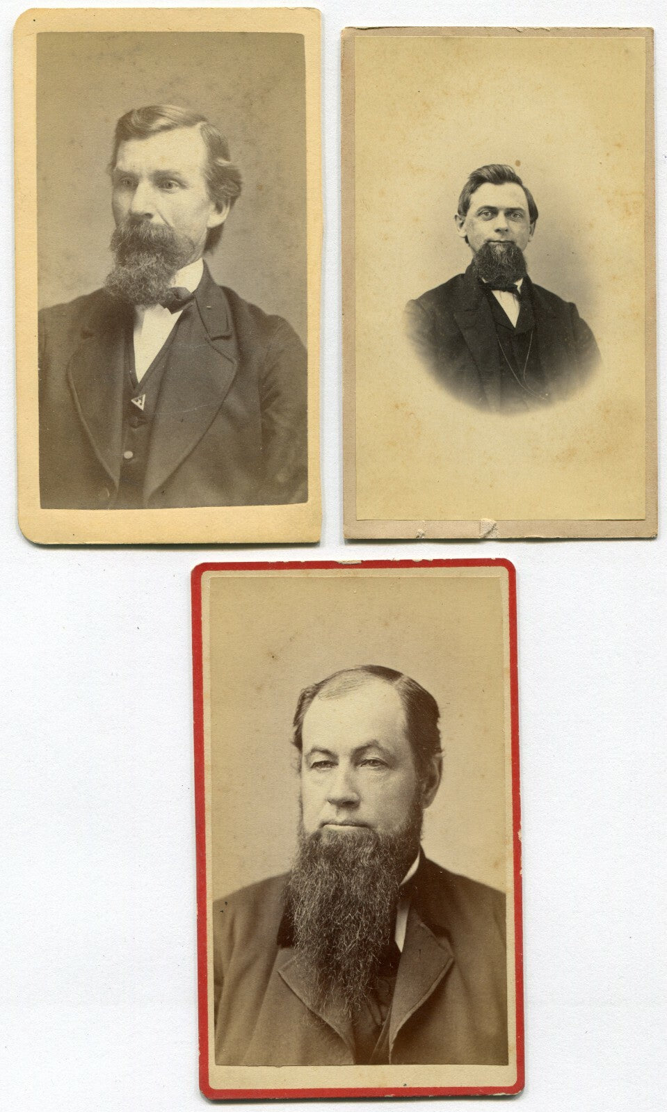 MEN W/BEARDS. 3 SET CDV. CONN.