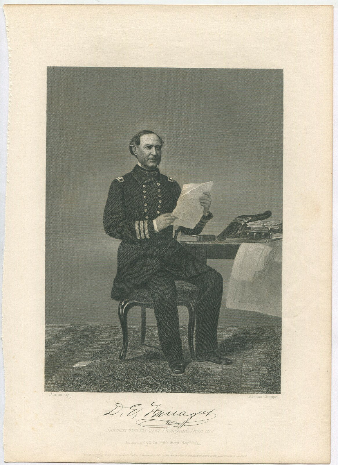 VICE ADMIRAL D.E.FARRAGUT,USA. LITHOGRAPH 10.75X7.75 INCHES.