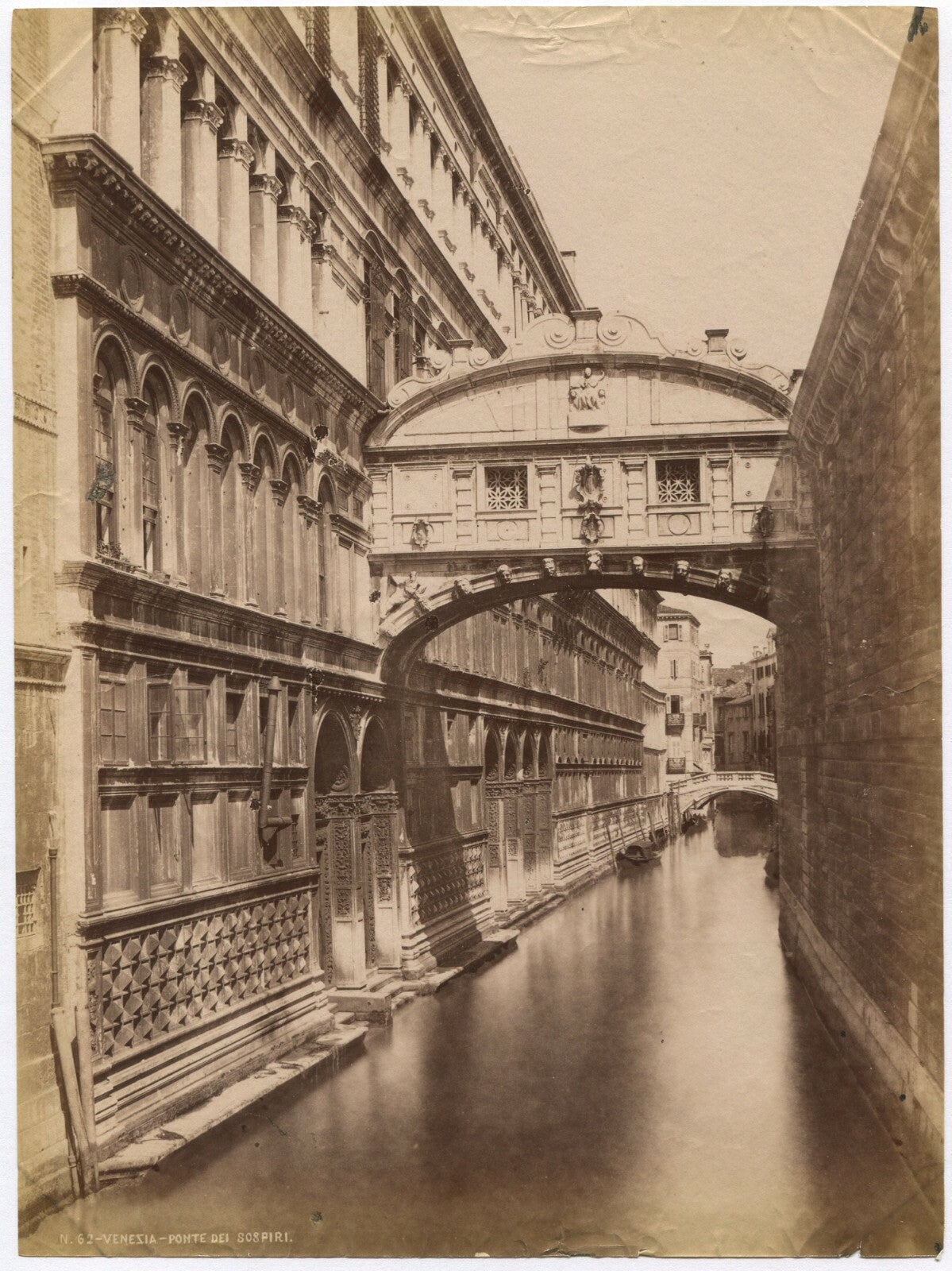 Vintage 8x10 Albumen Photo: Unmounted Catwalk Over Canal Between Buildings --